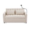 Convertible Sofa Bed Loveseat Sofa With Three USB Ports, Two Side Pockets, Two Cup Holders And 360° swivel Phone Holder For Living Room - Beige - Image 13