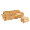 Modern Deep 3 Seat Sofa Couch With Ottoman, Polyester Sofa Sleeper Comfy Upholstered Furniture For Living Room - Yellow - Image 13