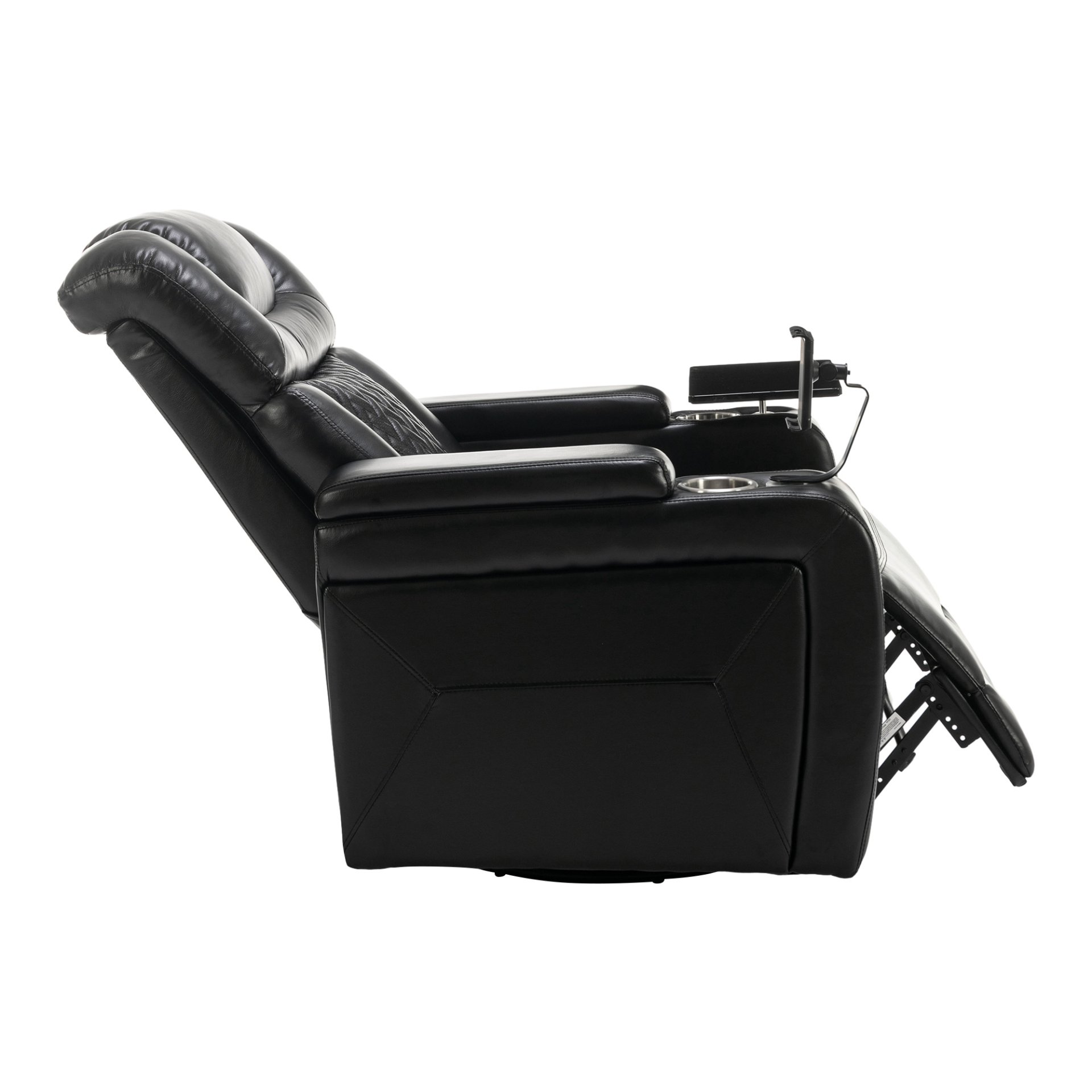 Home Theater Recliner With 270 Degree Swivel, Tray Table, Phone Holder, Cup Holder & USB Port - Black - Image 15