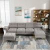Convertible Sectional Sofa Couch With Movable Ottoman - Light Gray - Image 9