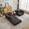 Convertible Floor Sofa Bed With Fixed Shape Frame, Loveseats Boneless Modular Sectional, For Living Room - Black - Image 19
