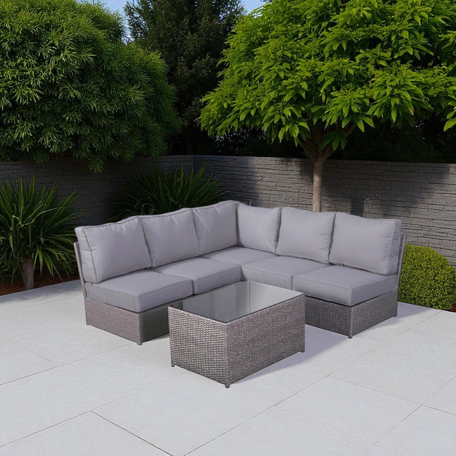 Patio 4 Person Seating Set With Cushions - Gray Mix - Image 3