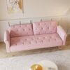 Velvet Sofa Bed With Nail Head Trim And Matching Throw Pillow - Pink - Image 4