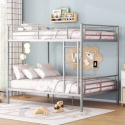 Full Over Full Metal Bunk Bed - Sliver