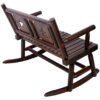 Rustic Outdoor Wood Rocking Bench Double Rocking Chair For 2 Persons With Curved Seat, Porch Rocker - Brown - Image 12