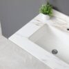 Elegant Vanity Top With Undermount Sink And Backsplash, Sintered Stone - Carrara White Marble - Image 13