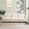 Sectional With Bluetooth Speaker Comfy Cloud Couch Set With Drop Down Table Cup Holders, USB Charger Storage Armrest Wide Seat Sofa - Beige - Image 17