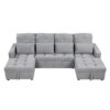 Oversized U - Shaped Sofa Versatile Sectional Sofa Pull Out Sofa Bed With Double Storage Chaise Lounges And 2 USB Ports For Living Room - Gray - Image 11