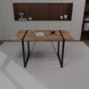 Modern Rural Industrial Dining Table, 55" Rectangular Wood With Metal Legs, Seats 4 - 6 - Wood - Image 4