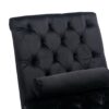 Velvet Chaise Lounge Indoor, Button Tufted Upholstered Chair With Pillow - Black - Image 14
