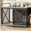 Heavy Duty Large Dog Crate Furniture For Large Medium Dog, Farmhouse Wooden Dog Kennel Indoor End Table, Decorative Pet House For Large Dogs - Gray - Image 3