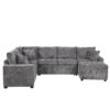 Sectional Sofa Pull-Out Sofa Bed Sleeper With A Storage Ottoman, Three Pillows And Charging Devices For Living Room - Gray - Image 9