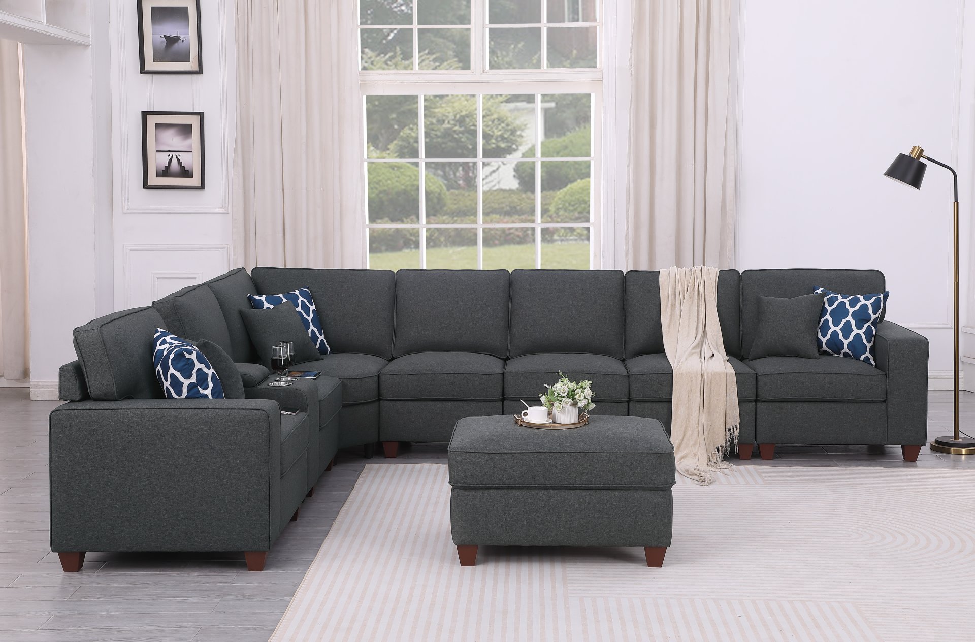 Hannah - Sectional Sofa With Ottoman - Dark Gray - Image 2