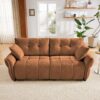 Premium 2 Seater Sofa Ergonomic Design With High Resilience Foam Cushions, Modern Fabric - Burnt Orange - Image 5
