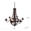 6 Light Metal Chandelier, Hanging Light Fixture With Adjustable Chain For Kitchen, Bulb Not Included - Black - Image 11