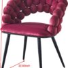 Modern Chair With Golden Color Iron Tube Legs, Soft Cushions And Comfortable Backrest, Suitable For Dining Room, Living Room, Cafe, Hairball Back (Set of 2) - Wine Red - Image 8