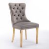 Nikki - Modern, High-End Tufted Solid Wood Contemporary Velvet Upholstered Dining Chair With Golden Stainless Steel Plating Legs, Nailhead Trim (Set of 2) - Gray / Gold - Image 4