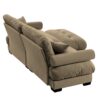 Modern 2 Seater Sofa With Ottoman Round Bolster Armrests Waist & Throw Pillows - Camel - Image 12