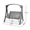 Stylish Larch Wood Swinging Loveseat For Outdoor Relaxation - Gray - Image 3