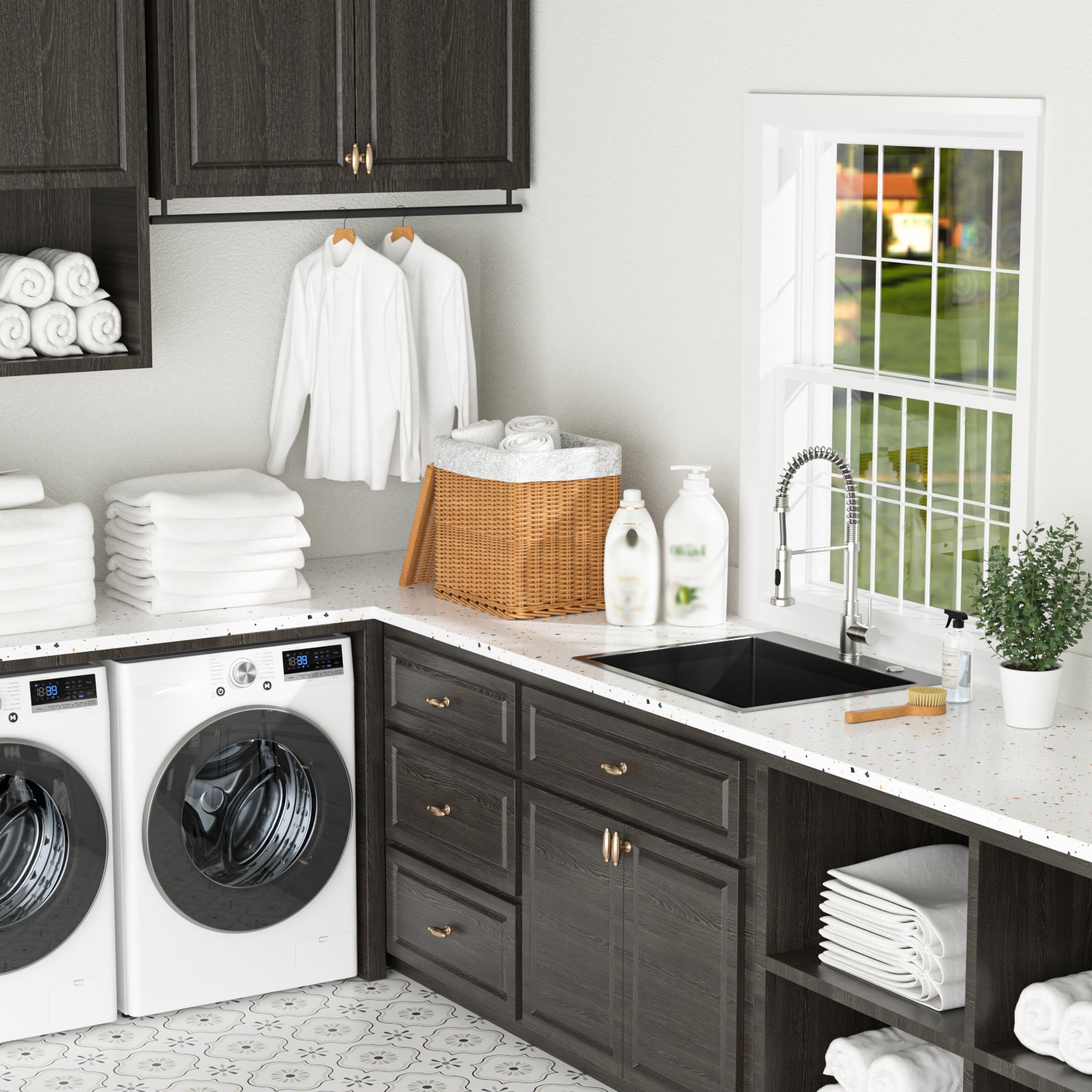 Laundry Sink Drop In, Single Bowl Above Counter Utility Sink With Deep Basin And Soundproof Coating - Gunmetal Black - Image 5