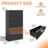 Modern 5 Drawer Steel Lateral File Cabinet With Lock For Legal / Letter / A4 / F4 Files - Gunmetal Black - Image 3