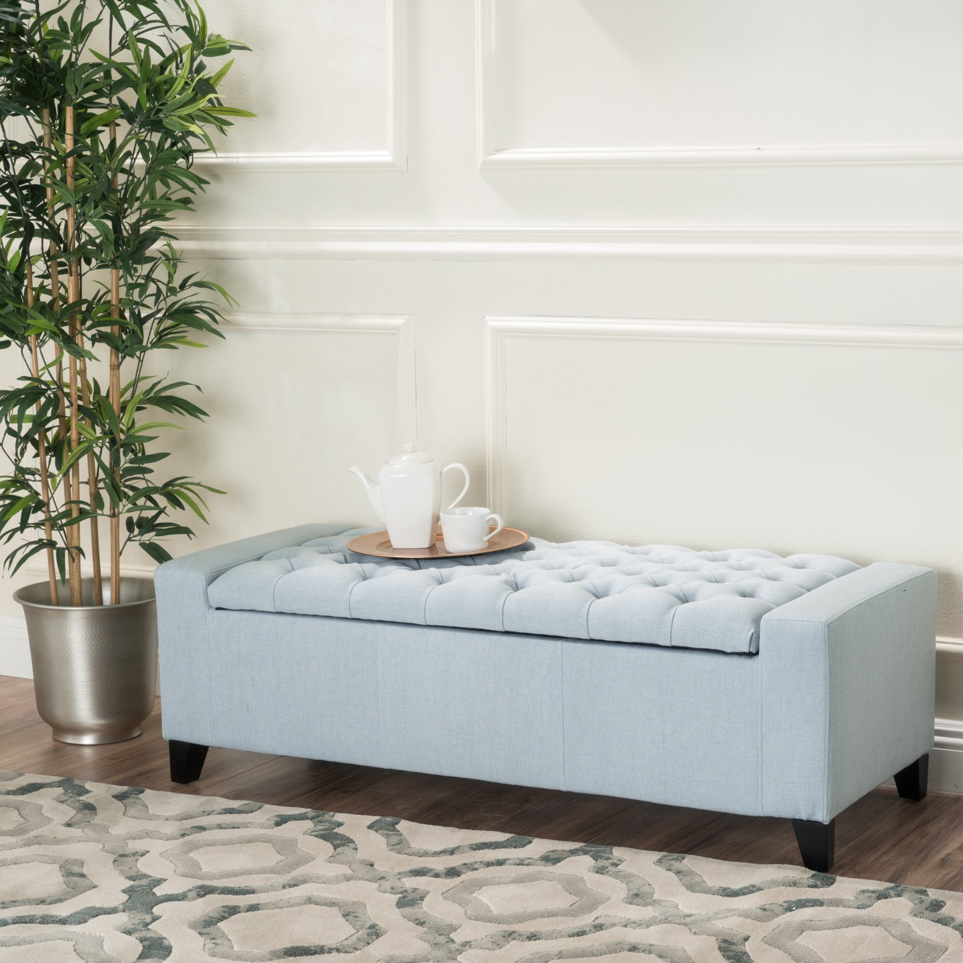 Stylish Guernsey Ottoman With Storage Function - Light Sky - Image 2