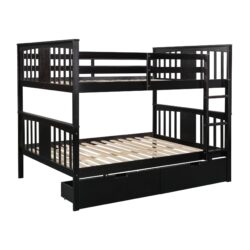 Full Over Full Bunk Bed With Drawers And Ladder For Bedroom - Espresso