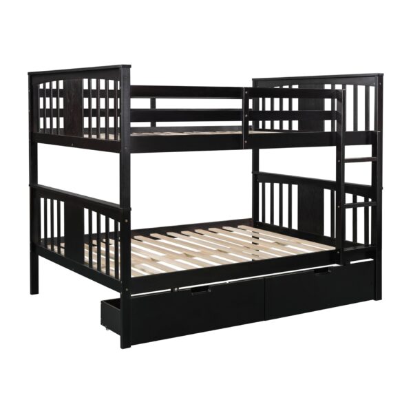 Full Over Full Bunk Bed With Drawers And Ladder For Bedroom - Espresso