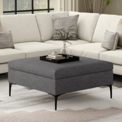 Rebecca - Multifunctional Coffee Table Storage Ottoman With Lift Up Lid - Gray
