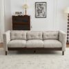 Upholstered Sofa Modern 3 Seater Sofa Couch With Tufted Design For Living Room - Grayish Beige - Image 10
