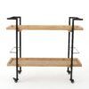 Modern Industrial Bar Cart With Shelving And Casters - Natural - Image 4