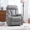 35.4" Electric Power Lift Recliner Chair, Fabric Recliner Chair, Home Theater Seating, Living Room Chair, Side Pocket, Remote Control - Light Gray - Image 3