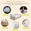 Queen Pull Out Sofa Bed, 3 In 1 Convertible Sleeper Sofa With Side Storage Multifunctional Velvet Loveseat Bed For Living Room - Beige - Image 14