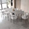 Extendable Dining Table Set With Curved Backrest Upholstered Chairs - Gray / White - Image 16