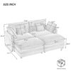 Modern Sofa Modular Sofa Couch Upholstered Corduroy L - Shape Sectional Sofa With Side Storage Pockets For Living Room - Brown - Image 2