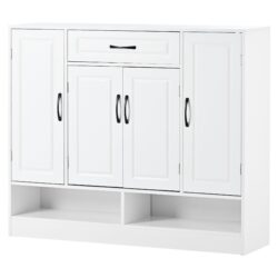 Sleek And Modern Shoe Cabinet With Adjustable Shelves, Space Saving Design Side Board For Various Sizes Of Items - White