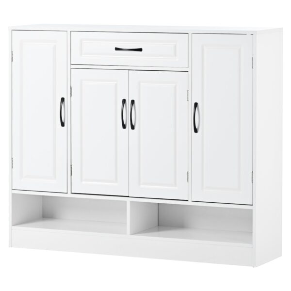 Sleek And Modern Shoe Cabinet With Adjustable Shelves, Space Saving Design Side Board For Various Sizes Of Items - White