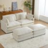 Modern Sofa Modular Sofa Couch Upholstered Corduroy L - Shape Sectional Sofa With Side Storage Pockets For Living Room - Beige - Image 19