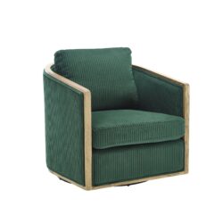 Corduroy Swivel Barrel Chair, Comfortable Accent Sofa Chair With 360 Degree Swivel For Living Room - Emerald