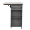 Outdoor Kitchen Island Fir Wood Kitchen Island With Stainless Steel Top, Ample Storage Space, Towel And Spice Racks And A Bottle Opener For Outdoor - Gray - Image 20