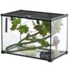 Pawhut - 14 Gallon Reptile Glass Terrarium Tank With Decor Kit Breeding Box Full View With Visually Appealing Sliding Screen Top For Lizards Frogs Snakes Spiders - Black - Image 10