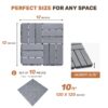 10 Piece Interlocking Deck Tiles Checker Pattern, Square Acacia Hardwood Outdoor Flooring For Patio, Bancony, Pool Side - Light Gray - Image 28