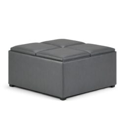 Avalon - Square Coffee Table Storage Ottoman - Stone Gray