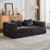 Convertible Floor Sofa Bed With Fixed Shape Frame, Loveseats Boneless Modular Sectional, For Living Room - Black - Image 2
