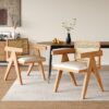 Chandigarh - Farmhouse Style Cane Upholstered Dining Chairs (Set of 2) - Natural / Beige - Image 2