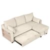 Pull Out Sleeper Sofa L-Shaped Couch Convertible Sofa Bed With Storage Chaise, Storage Racks And USB Ports - Beige - Image 14
