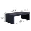 Modern Ribbed Coffee Table, Rectangular Low Profile Center Table For Living Room - Black - Image 3