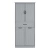 Stylish Bathroom Storage Cabinet With 2 Laundry Baskets - Gray - Image 15