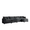 Modern Upholstered 4 Seater Corduroy Sofa With Footstool Corduroy Fabric - Gray - Image 13