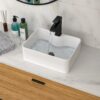 Rectangular Vessel Sink With Faucet & Drain - White / Black - Image 5